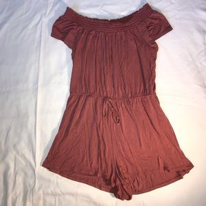 Mauve Pink Off the Shoulder Romper